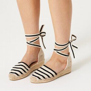 Soludos Tie Up Black White Stripe Flats Size 10 Espadrilles